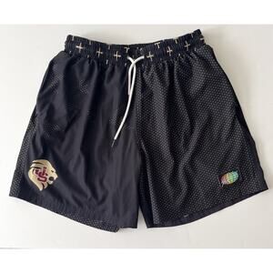 Slunks Volleyball Shorts Men L Black Gold Stretch Athleisure Sport SJ Lions